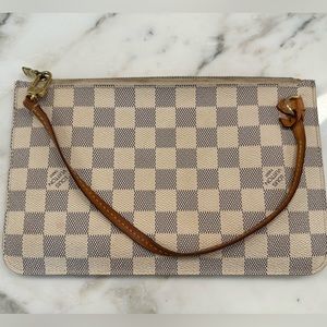 Louis Vuitton Pouch with Leather Strap in Damier Azur Canvas